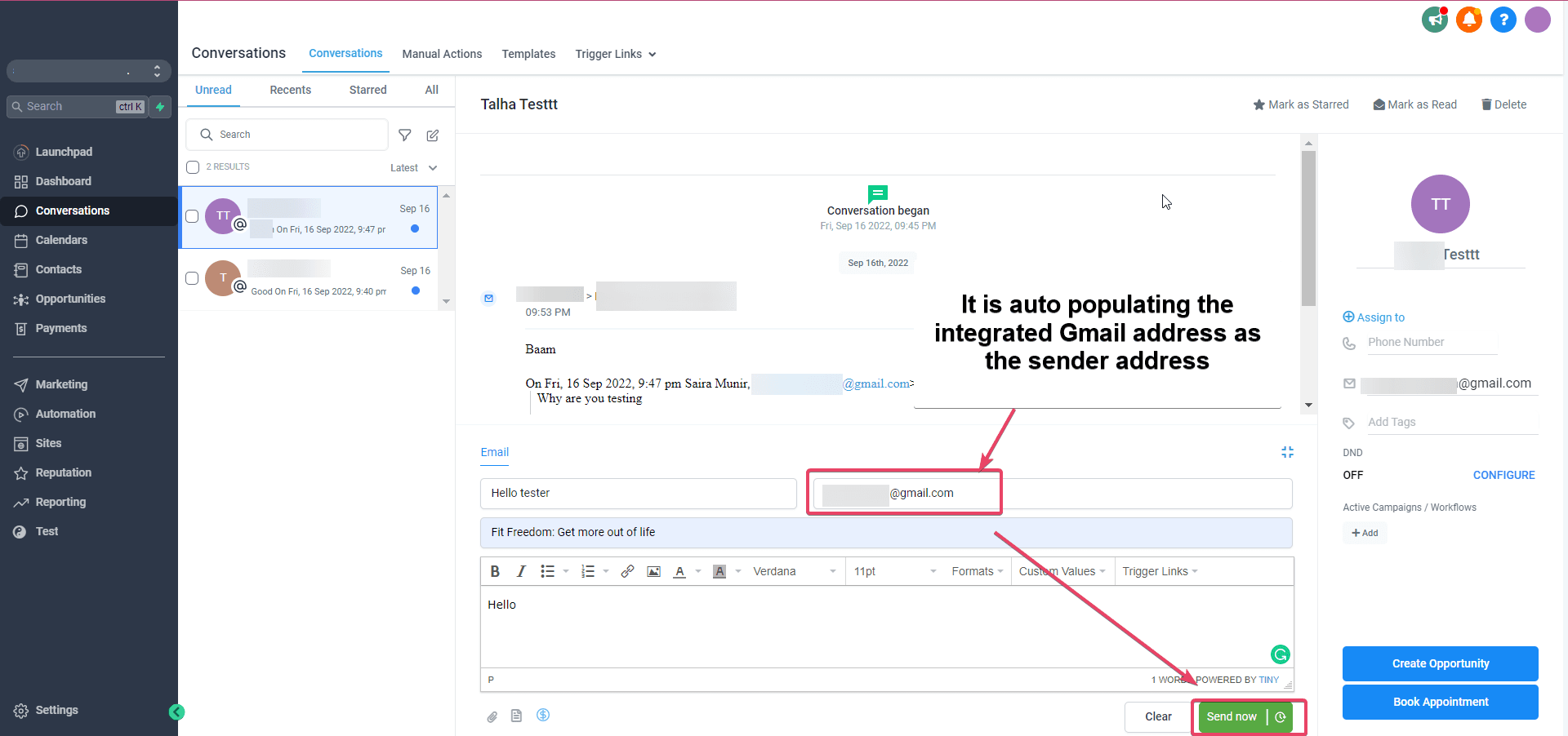 Capture uses your Gmail address as the sender